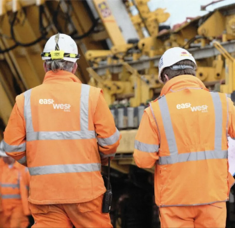 East West Rail Workers in High vis jackets