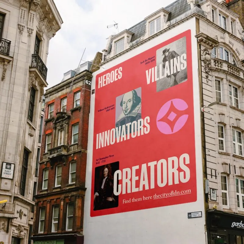 City of London mural Heroes, villains, innovators, creators
